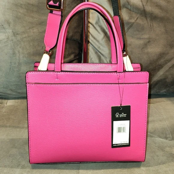 NWT KARL LAGERFELD PARIS MAYBELLINE  LEATHER TWO-WAY TOTE W/ RARE LOVE LETTER - Picture 4 of 16